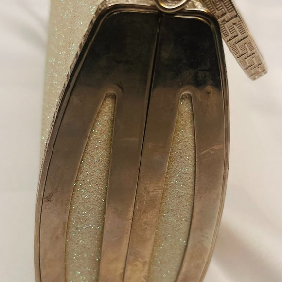 Elegant Sparkly Cream Clutch with Silver Accents - Picture 8 of 10